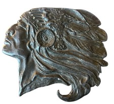 1970  s VTG Bergamot Brass Works American Indian Chief Head Brave Belt Buckle