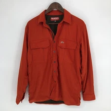 Simms Shirt Shacket Men Small Orange Fishing Guide Gear Thermal Lined Flannel