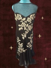 Xscape by Joanna Chen Black Chiffon Floral Embroidered Sweetheart Gown 16