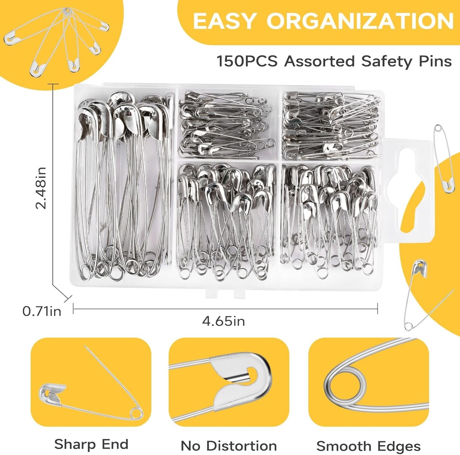 Durable 160Pcs Safety Pins Assortment - Perfect for Sewing, Crafting & Costumes