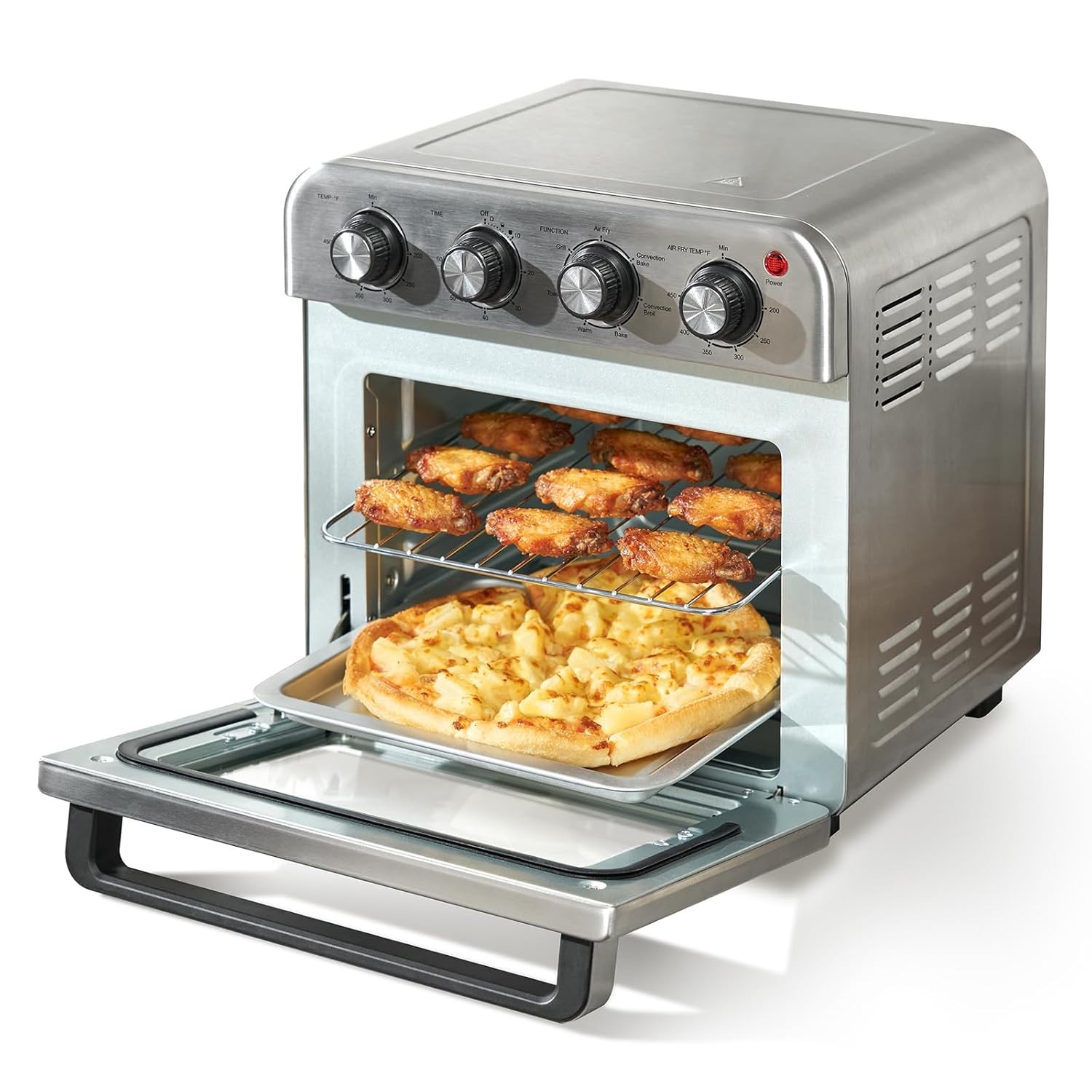 7-IN-1 Air Fryer Toaster Oven, 18L Convection Oven, 1800W Stainless Steel