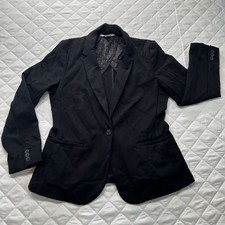 Old Navy Women's Black One-Button Blazer with Polka Dot Interior Lining