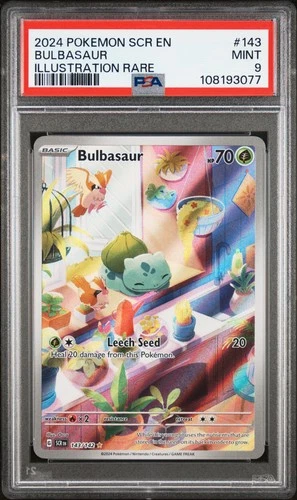 2024 POKEMON SCR EN-STELLAR CROWN ILLUSTRATION RARE #143 BULBASAUR PSA 9