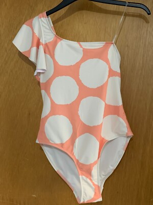 Matalan Swimsuit One Shouldered Non-Wired Padded Spot Design 10 Coral Mix BNWT