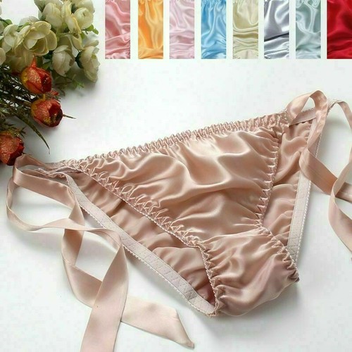Women 100% Silk Side-tie Briefs Sexy Low Rise Bikini Panties Underwear Underpant - Picture 2 of 17