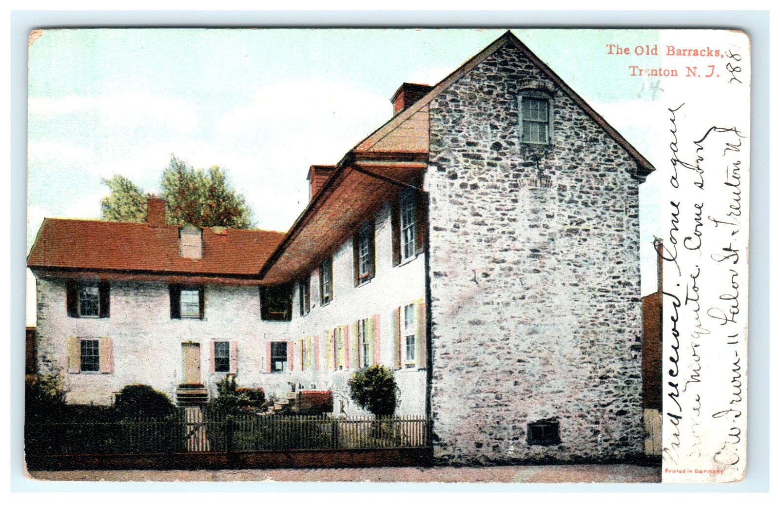 1907 The Old Barracks Trenton NJ, New Jersey Early Postcard
