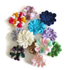 12 Crochet Flower Appliques, 2.5 inch, Assorted Embellishments, Sew on Flowers