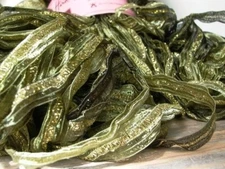 5 yds louisa harding sari silk ribbon yarn  holly 11 . green metallic craft trim