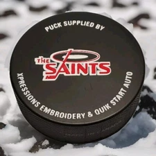 ST. BONIFACE SAINTS PUCK MADE IN 🇨🇦 VINTAGE VICEROY Mfg. SPONSOR
