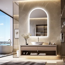 Smart Bathroom LED Mirror Lighted Vertical Vanity Defogger Temperature Display