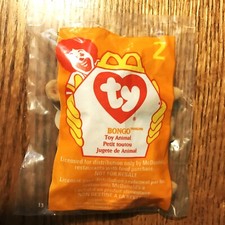1998 Ty Teenie Beanie Baby BONGO 2 McDonalds Happy Meal Original Sealed Package