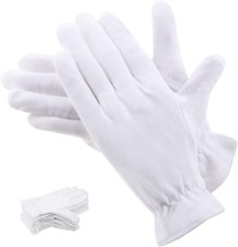 100 Percent Cotton Gloves for Dry Hands Eczema, Selizo 10 Pairs White Cotton Glo