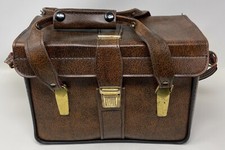 Vintage 1970's Structured Faux Leather CAMERA Bag w/ Metal Clasp HANDBAG