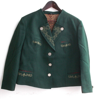 Damen Trachten Janker/Jacke grün m. Stickerei Gr. 25 v. Hoser
