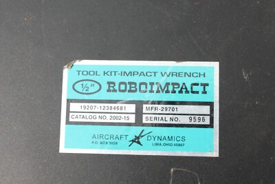 Aircraft Dynamics 1/2" Roboimpact Electric Impact Wrench Kit 19207-12384681