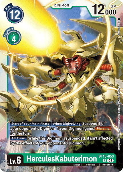 BT15-053 HerculesKabuterimon Rare Digimon Card : BT-15: Exceed Apocalypse