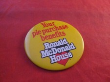 McDonald's Ronald McDonald House Pie Purchase Employee Promo Pin Pinback