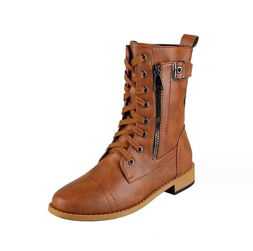 Damen Stiefeletten Schnürstiefeletten Schnürer Runde-toe Zipper Schuhe Casual - Bild 16 von 19