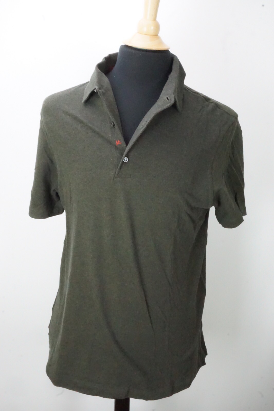 Isaia Solid Forest Dark Green Short Sleeve Cotton Polo Shirt Sz M BRAND NEW image 4