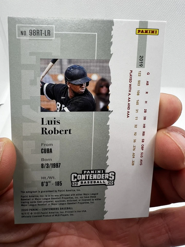 LUIS ROBERT 2020 CONTENDERS RC PLAYOFF AUTOGRAPH ROOKIE NUM #1/18 Bookend Clean! - Image 2 of 4