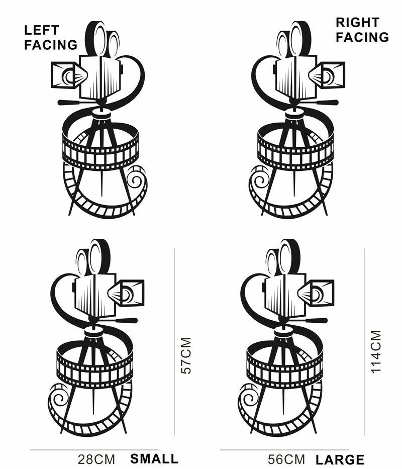 Movie Theater Decor Film Reel Wall Sticker Camera Movie Clips Projector