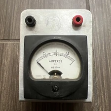 Vintage Weston Electrical Instrument Model 201 Gauge Amperes DC Meter