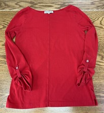 Women  s  Medium Jones New York,  Red 3/4 Sleeve T-shirt B36