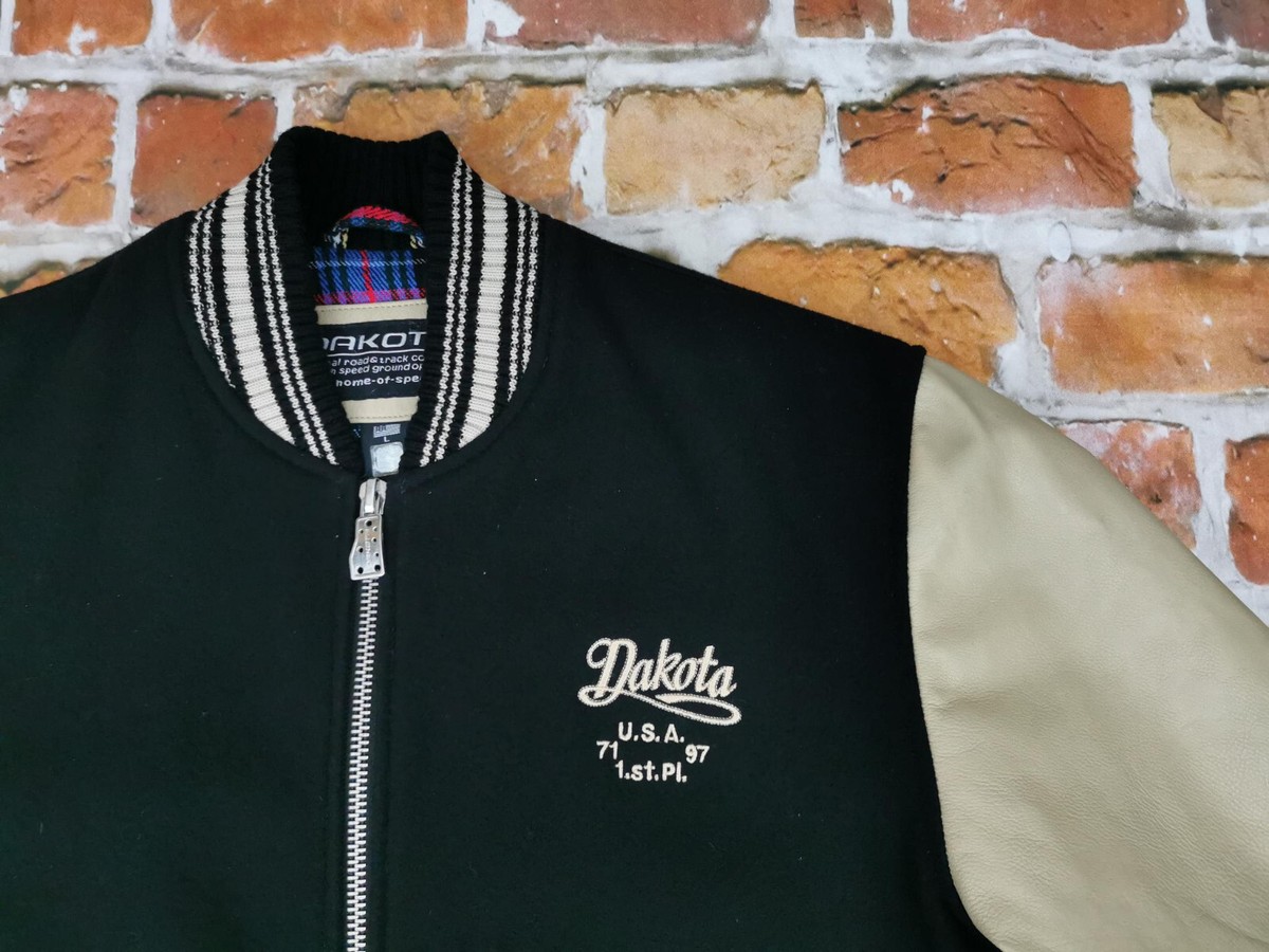 Veste Bomber Vintage Dakota USA En Cuir - Taille XL, Motif Spirit Indien, Beige/noir