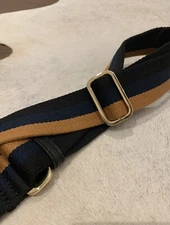 Mark & Graham Build Your Bag Crossbody Strap, Stripe Twill, Tan Navy Black, NWOT