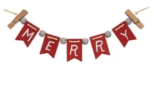 CWI Christmas Decor - Merry Tier Tray Mini Small Banner Garland Clip