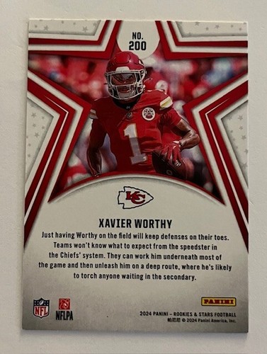 Xavier Worthy - 2024 Rookies & Stars Rookie #200 - Kansas City Chiefs - Picture 3 of 3