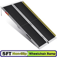 5 FT Aluminum Folding Wheelchair Scooter Mobility Ramp Portable Handicap Ramp