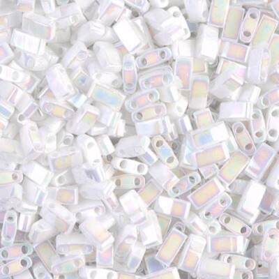 HTL-471, White PEARL AB, 5g, Miyuki Half Tila, 2 hole, 5x2.3x1.9mm, (ht35)
