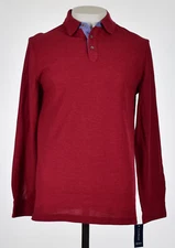 Club Room Mens Ivory Red Long-Sleeve Rugby Polo Shirt S, XL