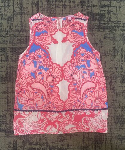 Lilly Pulitzer 100% Silk Tank Top Size Small Butto