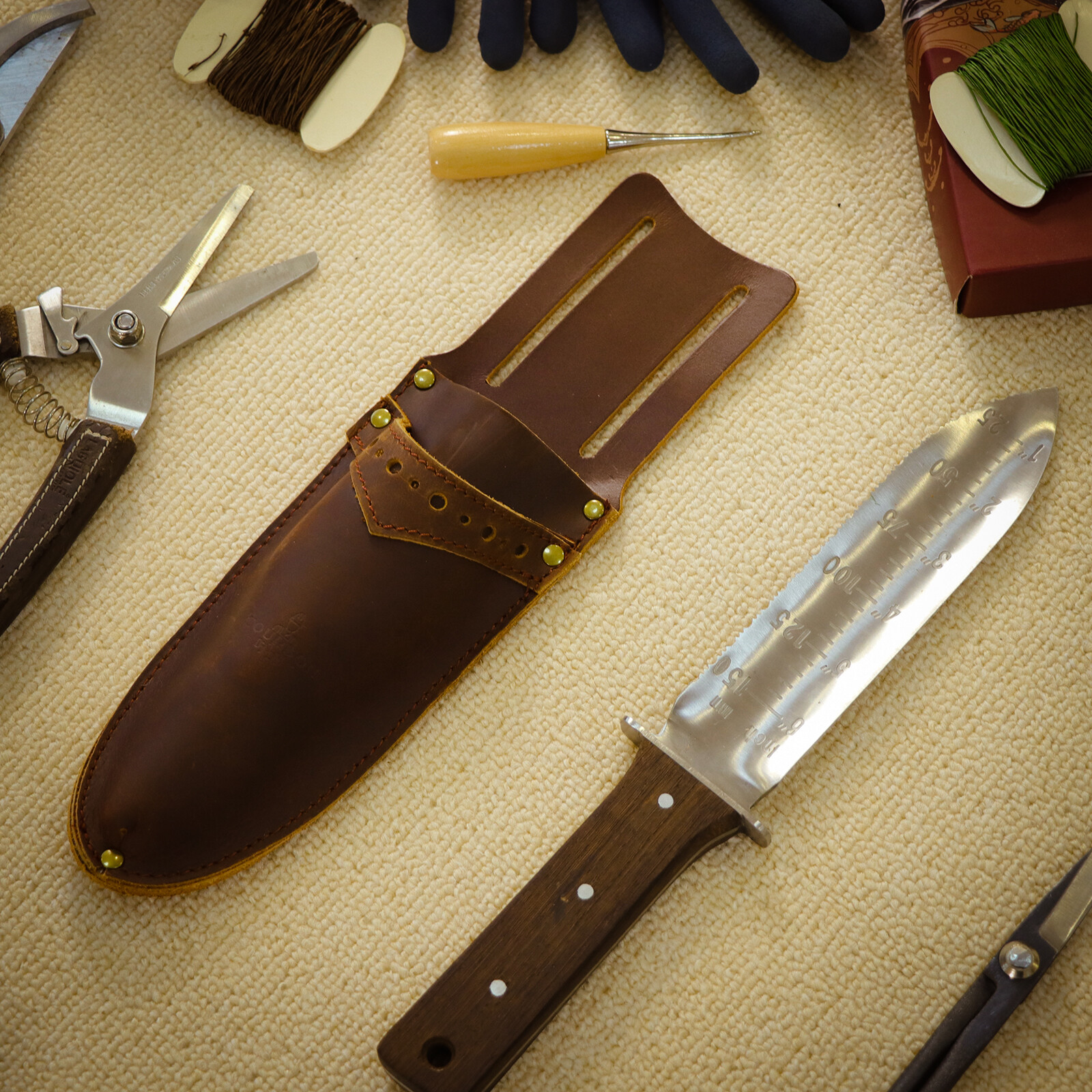 TOURBON Leather Garden Shears Sheath 2 in 1 Tools Case Scissors Saw Belt Holder