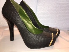 Christian Siriano Gold For Payless Textured Black Platform Pump Square Toe Size8