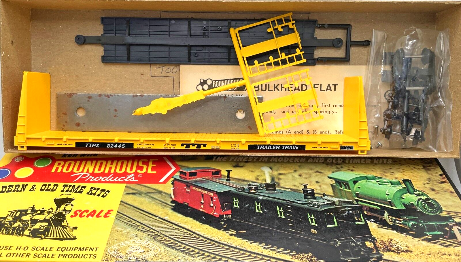 HO ROUNDHOUSE 1301 60' BULKHEAD FLAT CAR KIT TRAILER TRAIN TTX TTPX ...