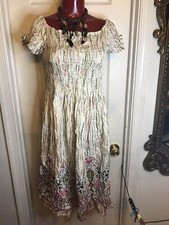 UNITY CASUALS SHORT SLEEVES ONE SIZE FITS MOST STRETCH DRESS-BOHO- PEASANT