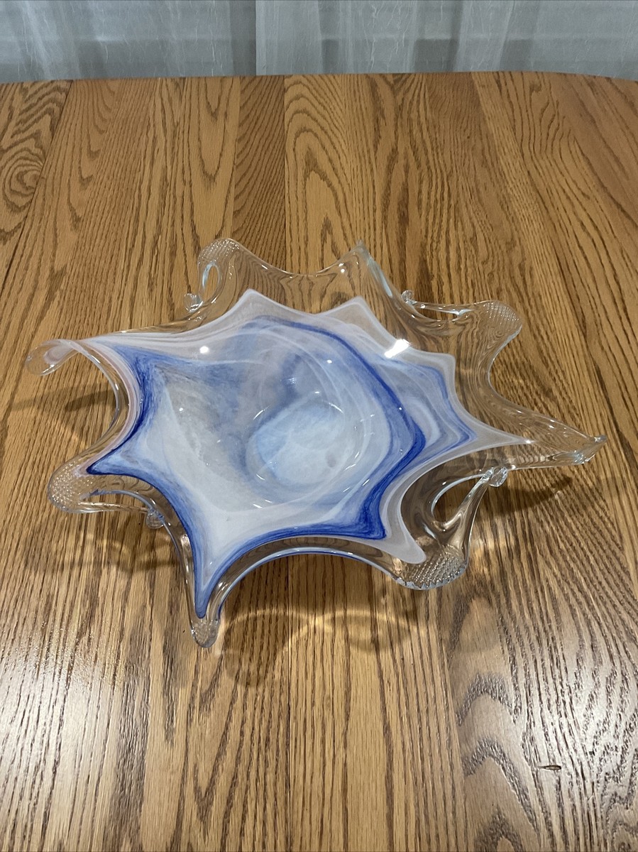【未使用品】MURANO イタリア製　アート　ガラス 大皿　ボウル　39cm 未使用品】MURANO イタリア製 アート ガラス 大皿 ボウル 39cm