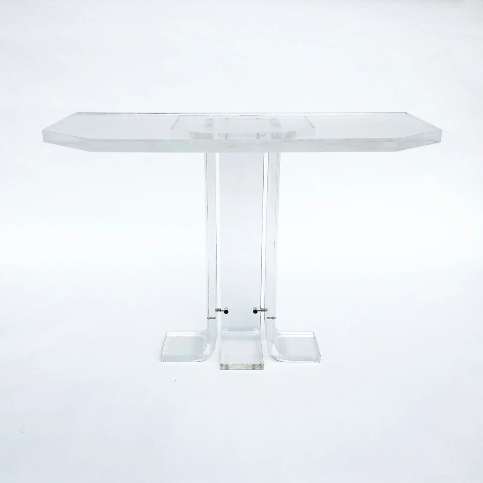 1970s Lucite Console Table Hollywood Regency Retro Acrylic Perspex midcentury - Image 3 of 4