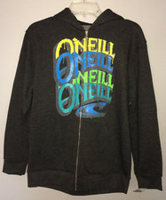 O'Neill Zip Up Grey Logo Hoodie w/ Multi-Color Graphic Youth Size XL NWT