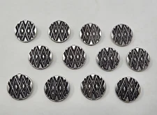 12 pcs Chevron Pattern Antique Silver Plastic Craft Sewing Shank Buttons 15mm