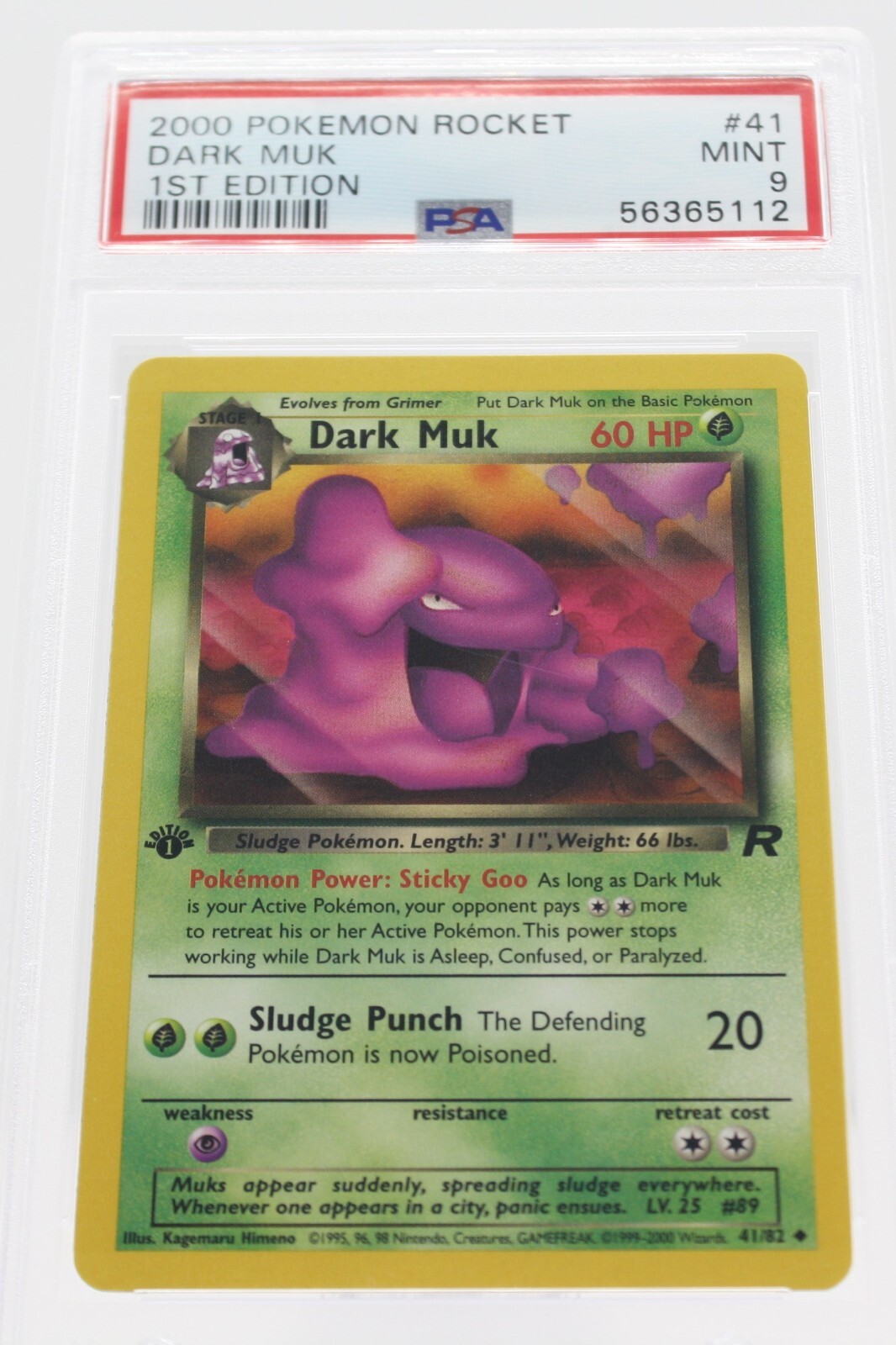 PSA 9 MINT 2000 Pokémon Team Rocket #41 Dark Muk 1st Edition !!!