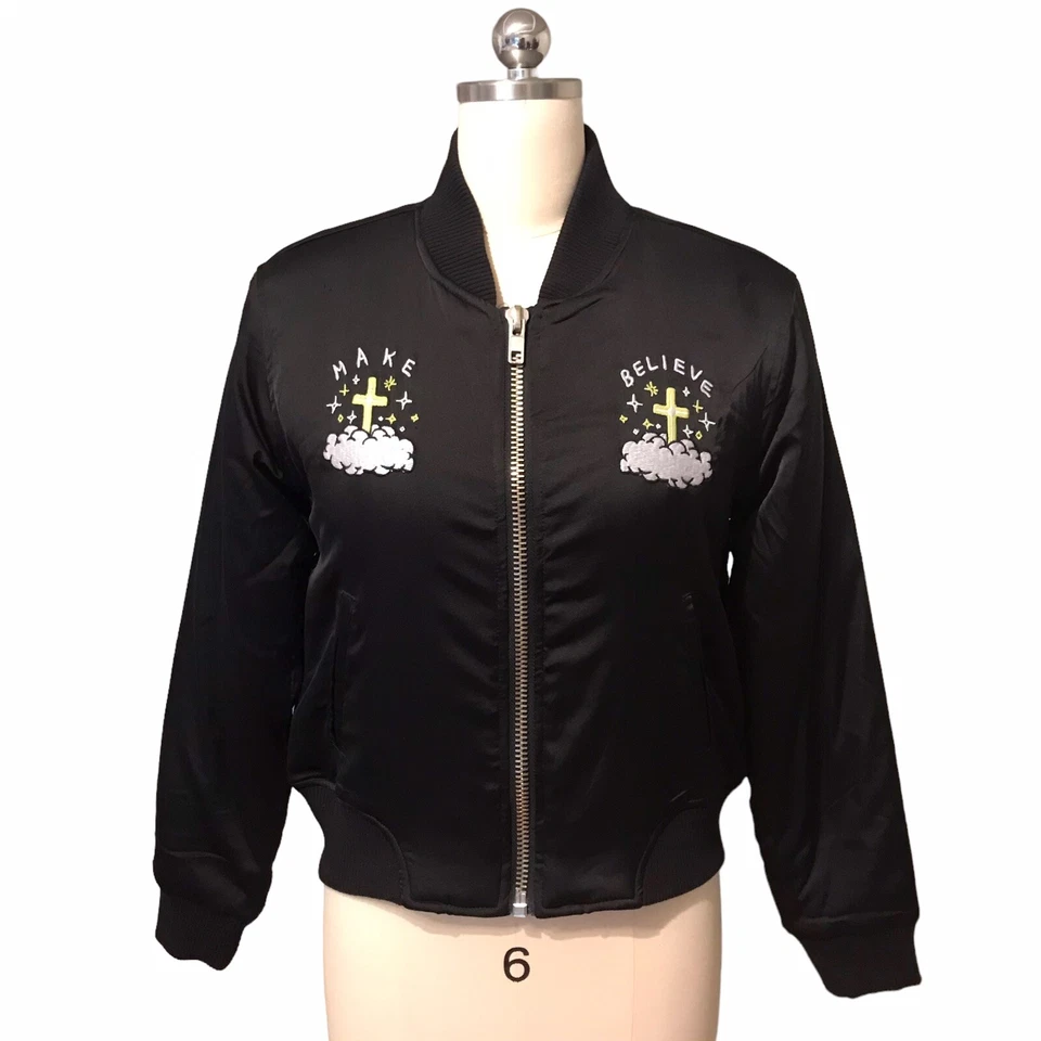 Chaqueta Bomber UNIF Hardcore Arco Iris Unicornios Retro Irreverente Para Mujer Talla M Foto 2 de 4