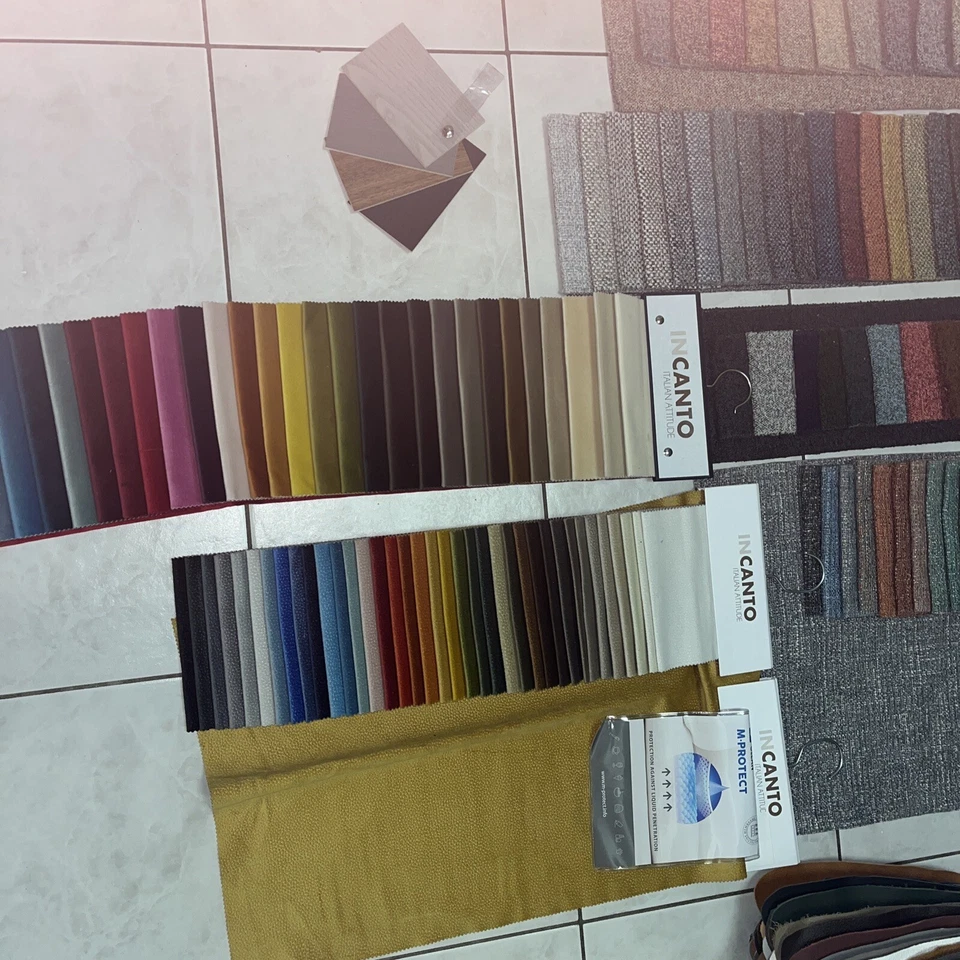 Lot 9 FABRIC Leather wood metal sets samples multy Color Patterns incanto Italy - Image 3 of 4