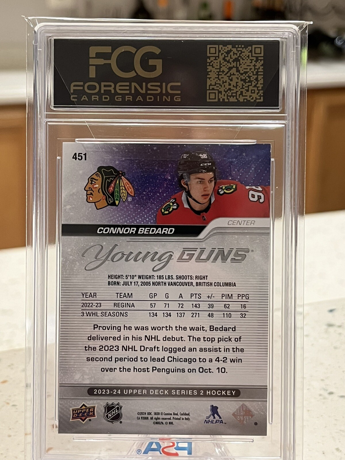 2023-24 Upper Deck Connor Bedard Young Guns RC FCG 8.5 🔥🔥🔥🔥 view 2