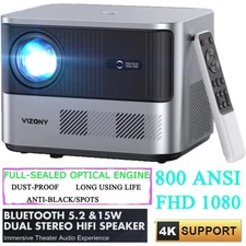 5G WiFi Bluetooth FHD 1080P Projectors 4K Supported 800ANSI Full-Sealed Machine