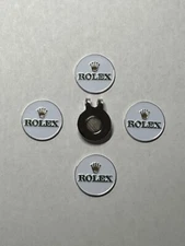 (4) Rare ROLEX 1" Flat Coin Style Golf Markers With BONUS Hat Clip - A Beauty! 