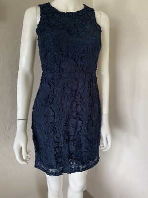j crew blue lace dress J.Crew Floral Sleeveless Sheath Size 2 P nav-431